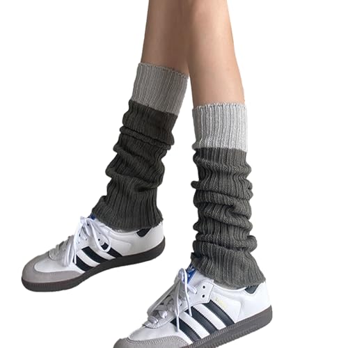 Image of Triplewood Y2K Warm Long Leg Warmers for Women White Knitted Girls Leg Warmer Socks Winter Accessory