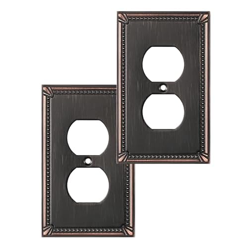 DEWENWILS Sunken Pearls Decorative Wall Plate Switch Plate Outlet Cover, Single Duplex Receptacle Cover(2 Pack,Satin Nickel) 2 Pack Satin Nickel