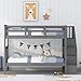 Harper & Bright Designs Twin Over Twin Bunk Bed with Stairs and Shelf for Storage, Solid Wood Bunk Beds Frame for 2, Saving Space and Wood Support, Grey