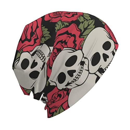 Funny Skull Flower Fun Beanie Hats For Men Women Skull Caps Winter Fashion Thin Small Knit Skull Cap Slouchy Sleep Wave Skullcap Christmas Unique Gifts #TOP3