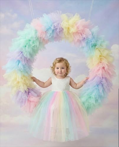 Image of 2Bunnies Girl Peony Lace Back A-Line Straight Tutu Tulle Party Flower Girl Dress