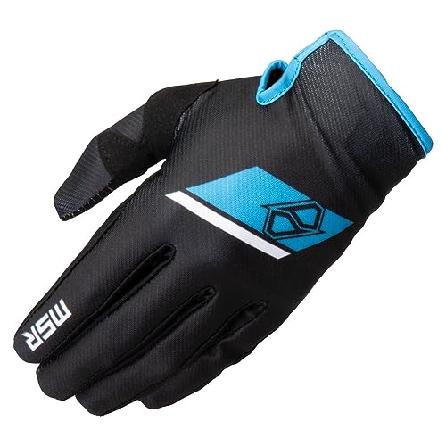 MSR Axxis Range Riding Gloves – Unisex Black/Blue - Small – Lightweight Motocross, MTB, BMX & Powersports Gloves for Men & Women