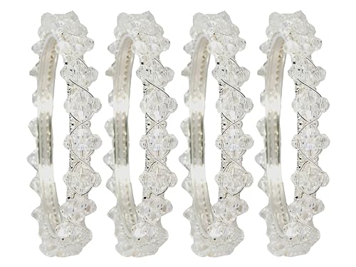 Image of NMII Stylish Pearls Beads Bangles Set For Women & Girls | Women's Bangles Bracelet | Metal Bangles Kada Set For Wedding, Party, Festival, Daily | Women's Fashion Jewellery- Set of 4