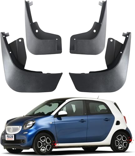 ZhangJW 4 Piezas Guardabarros de Coche para Mercedes Benz Smart 4 Doors 2016-2022, Delanteros Traseros Faldillas Antibarro Salpicaduras Protección Accesorios