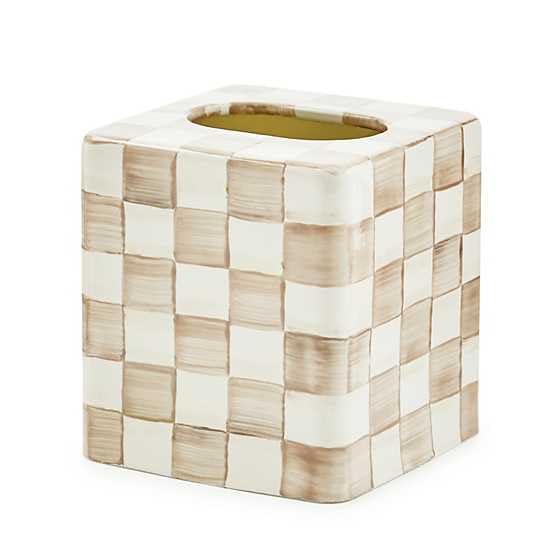 MACKENZIE-CHILDS Enamel Tissue-Box Cover, Brown-and-White Mocha Check