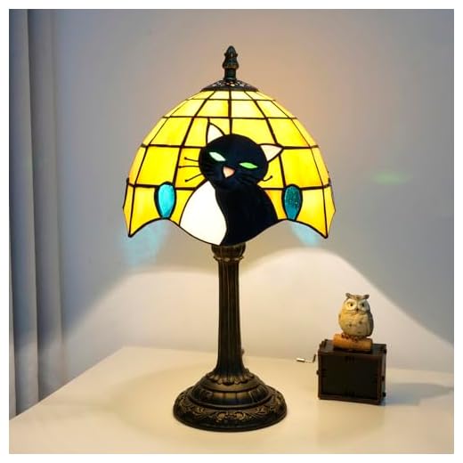 Elegant Tiffany Style Cat Table Lamp