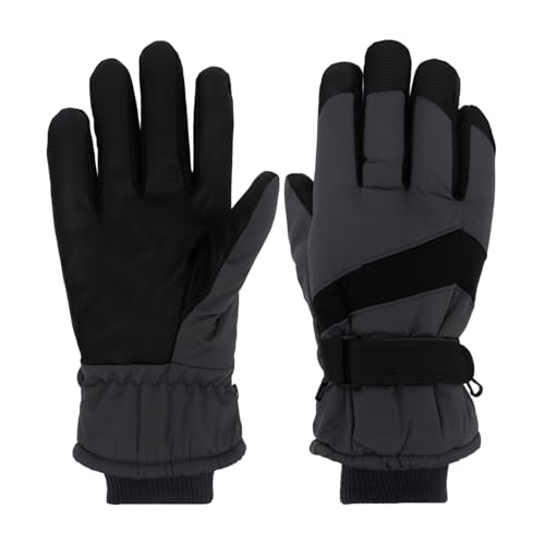 loacuony Guantes Nieve Hombre,Guantes Nieve Mujer | Guantes Térmicos Táctiles Cortavientos para Esquí, Snowboard, Ciclismo Y Runningí(Adultos/Gris Oscuro)