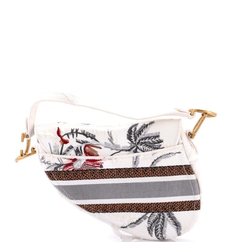 Christian Dior, Pre-Loved Saddle Bag Logo Embroidered Canvas Medium, Print3