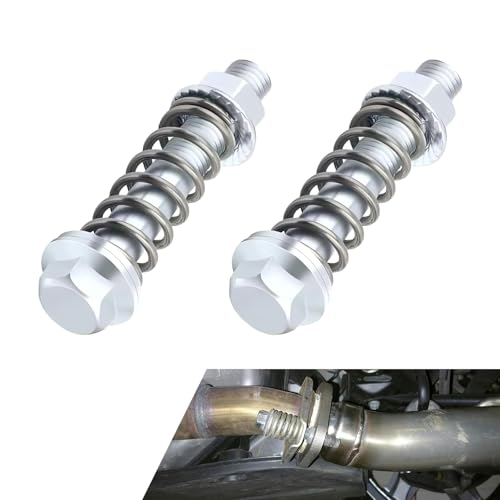 Qurbuns 2 PCS Exhaust Manifold Bolts and Nuts Kit, M10 x 1.5mm Exhaust Flange Bolt with Spring, Carbon Steel Professional Flange Bolts for Exhaust Gasket, Replacement Accessories for Most Cars