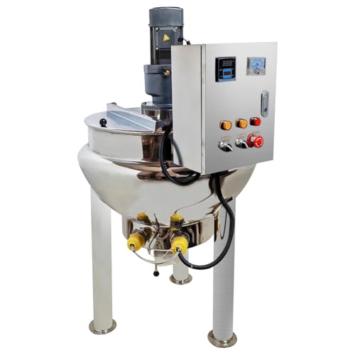 Banfluxion Electric Pot Stirrer Heavy Duty Stainless Steel Heating Mixing Machine 100L 26.5Gallon Automatic Sauce Stirrer Mixer Commercial Stirring Jacketed Kettle, 220V, 1.1KW