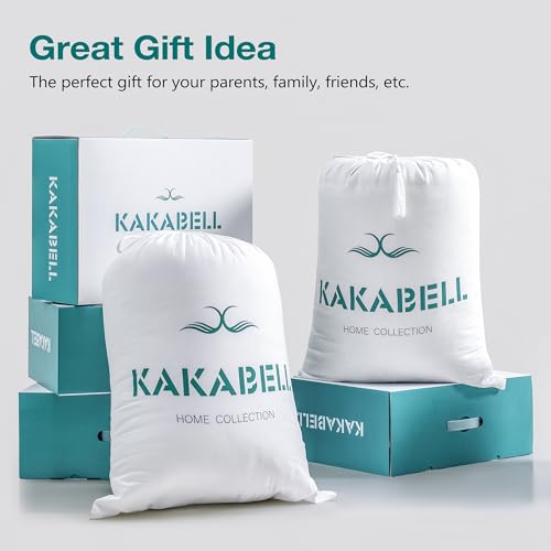 Image of KAKABELL Pinch Pleat Goose Down Feathers Fiber Comforter Full /Queen Size All Season-Ultra Soft and Cozy Noiseless Duvet Insert with Egyptian Cotton Blend Cover,Fluffy Warm Comforter White,90 inchX90 inch