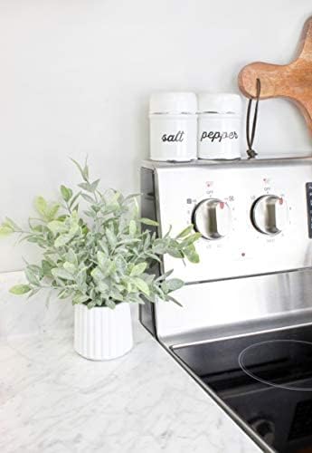 AuldHome Salt and Pepper Shaker Set (White); Rustic Enamelware Retro Vintage Style Shaker Set