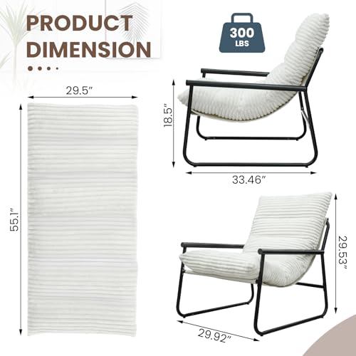 Sillón moderno con brazos y tapizado lino blanco miniatura 2