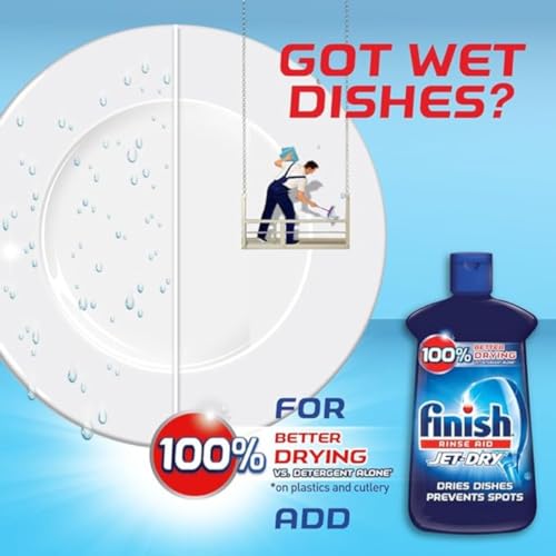 Finish Jet Dry Rinse Aid, Dishwasher Rinse & Drying Agent - 8.45 fl oz - Pack of 2 with Supreme Box package