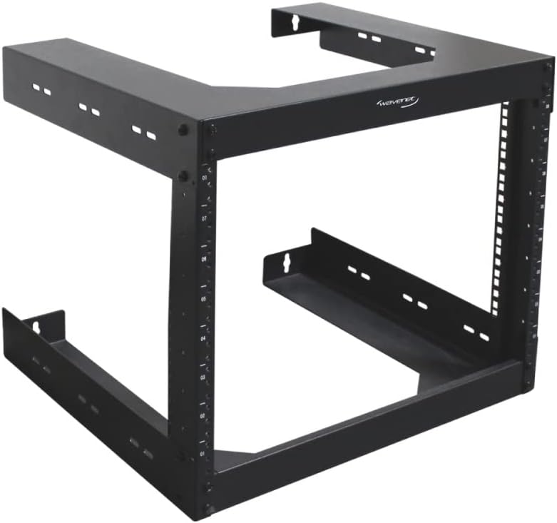 3000-N 8U Wall Mount 18 in. Deep Open Frame Server Room Rack for 19 in. Network Data Computer Equipment Black