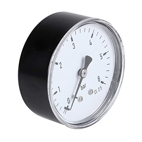 Mini manómetro de alta precisión de 0-6 bar Probador de presión de montaje de rosca de 1/4 Npt Compatible con agua líquida de aceite de aire de combustible (Color : Black) (Black)