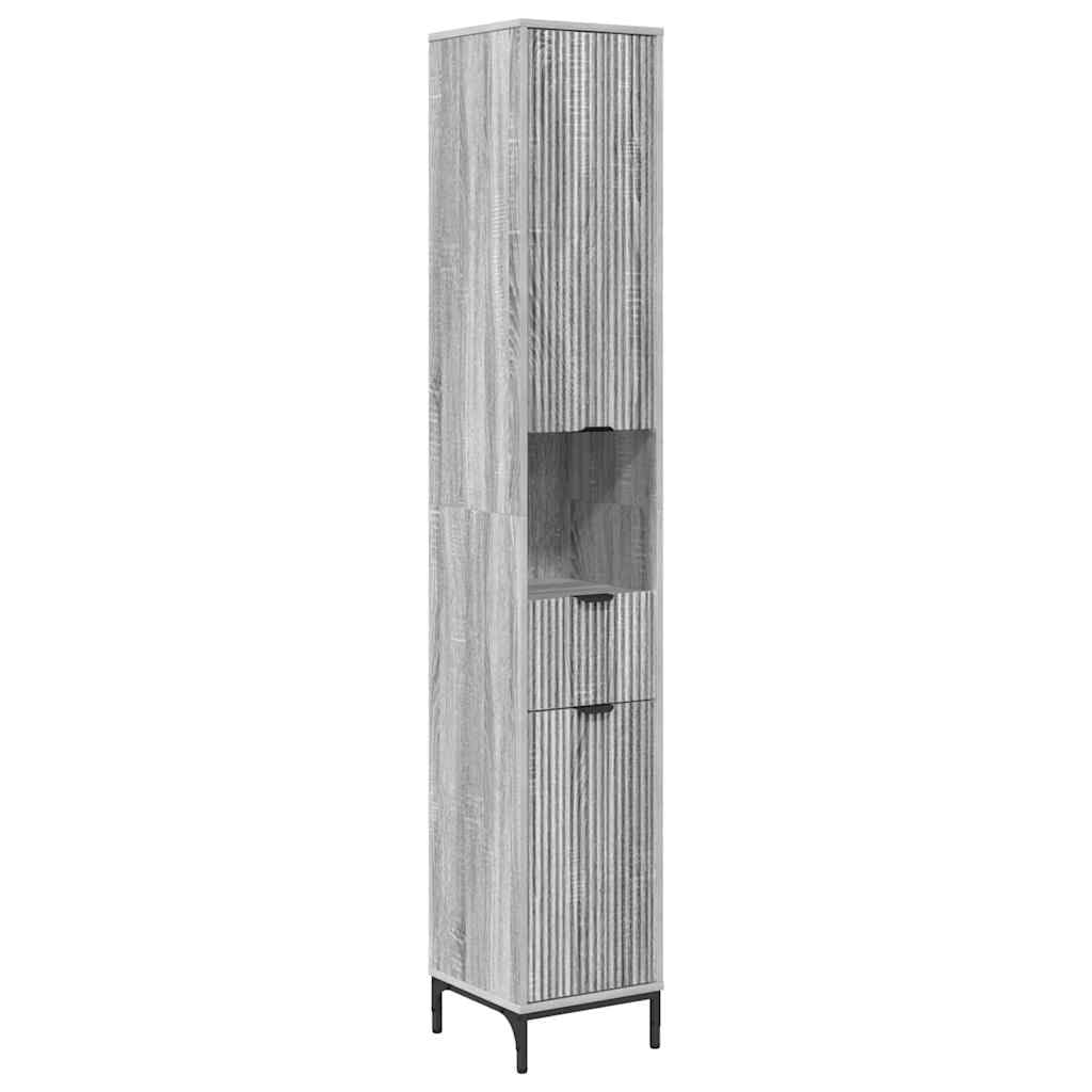 Armario alto de baño de madera para organizar aseos pequeños y modernos con elegancia