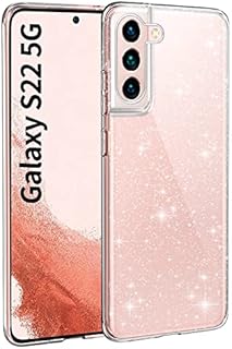 AROYI Clear Glitter Case Compatible with Samsung Galaxy S22 5G Case Silicone Glitter Sparkly Soft TPU Bumper Anti-Scratch Transparent Protective Sparkle Bling Cover Samsung Galaxy S22 5G 6.1"