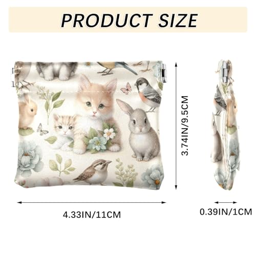 Sweet Animals Coin Purse Leather Pouch Change Purse, Squeeze Coin Pouch for Cards, Keys & Lipsticks, Unisex3