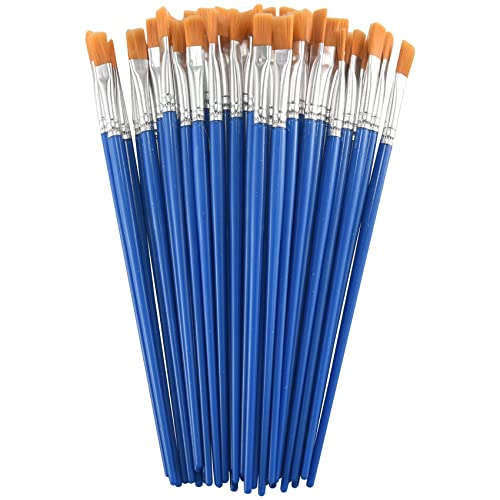 Surluoen 100 Piezas Pinceles Planos,Pincel PequeñO una Granel para Pintura Detallada,para Cabello Nylon,Acuarela,Pintura Bellas Artes para NiñOs, Estudiantes,Principiantes,Adultos,Artistas