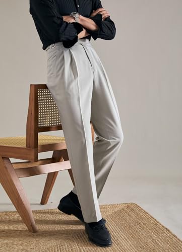 Mens Chinos Pants Classic Gurkha Pleated Front Dress Pants Casual Tapered Trousers2