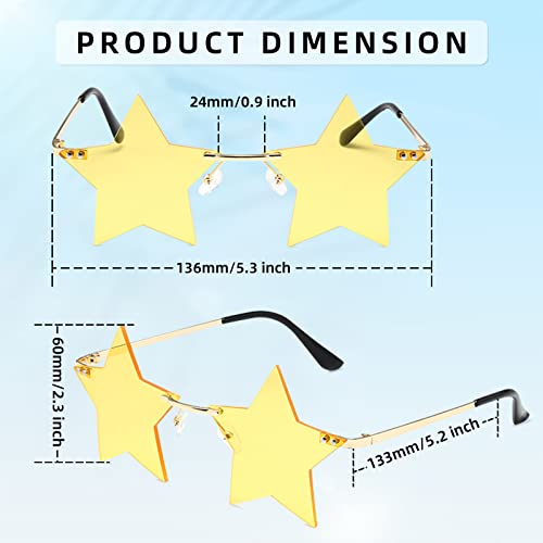 FUNUPUP Star Shape Sunglasses Rimless Transparent Star Sun Glasses for Women and Men Party2