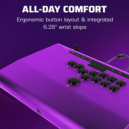 Image of Victrix Pro FS-12 Fight Stick Arcade Controller, PlayStation, PS5, PS4, PC | Esports, Tournament-Grade, 12 Sanwa Denshi Buttons, Aluminum Body, Detachable Joystick, Lockable Control Bar, Purple