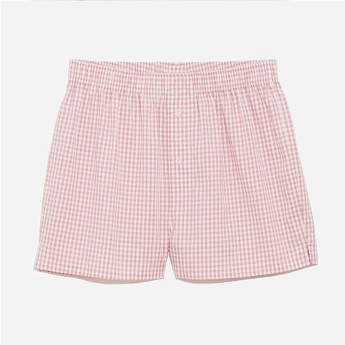 Image of Yuemengxuan Y2k Plaid Shorts Baggy Boxer Shorts for Women Elastic Waist Casual Lounge Bottom Gingham Pajama Shorts Sleepwear