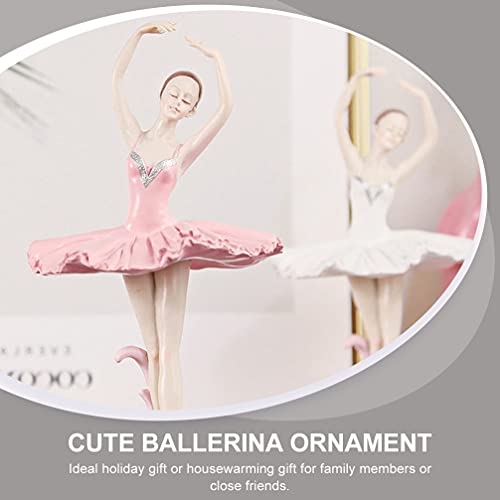 Vosarea Girl Figurines Ballet Dancer Statue Resin Girl Art Sculpture Figure Desk Ornament For Home Office Decoration Pink #TOP7
