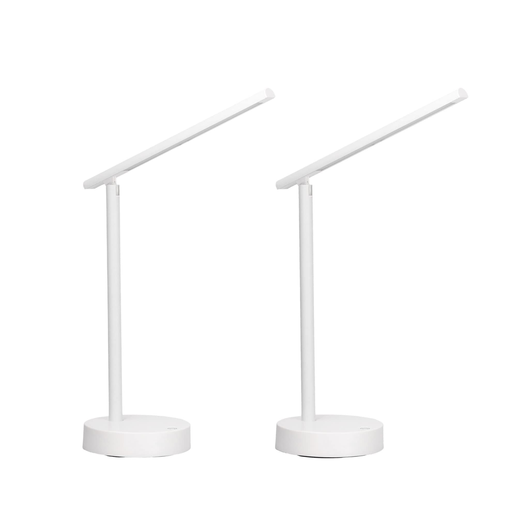 FORLIGHT Archie (2uds) Lámpara Flexo de Escritorio LED con Batería Intensidad Regulable con Luz Neutra 4000K. Flexo de Aluminio Blanco