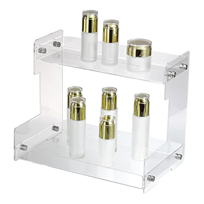 uxcell Bathroom Organizer Countertop, 2 Tier Bathroom Counter Organizer Kitchen Spice Rack, Cosmetic & Make-up Storage, Under Sink Organizer for Bathroom Kitchen Living Room Bedroom