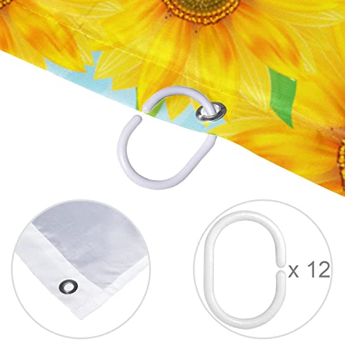 Rideau de douche tournesol haut de gamme avec 12 crochets - 5