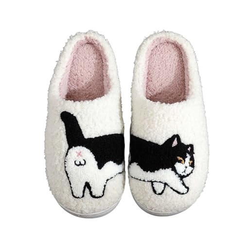 Image of Highland Cow Slippers for Women Plush Scottish Highland Cow Animal Slippers Warm Non Slip Home Indoor Slippers