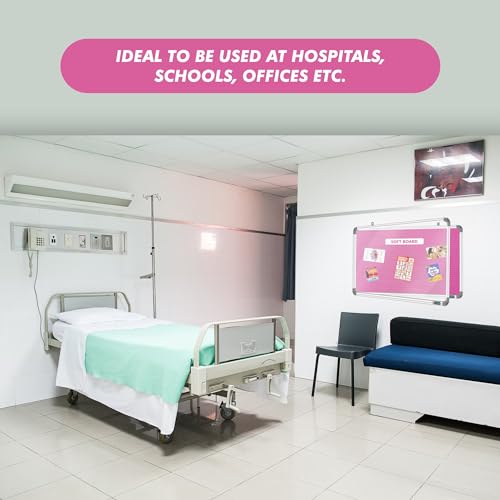 Image of YAJNAS 4X6 Feet Premium Material Pink Designed Notice Board with Acrylic Door /Soft Board /Bulletin Board /Pin-up Display Board for Study Room, Office, School & Home Use
