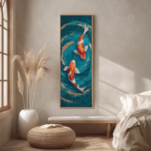 Toile Koi haute et étroite 20x60cm sans cadre peinture verticale