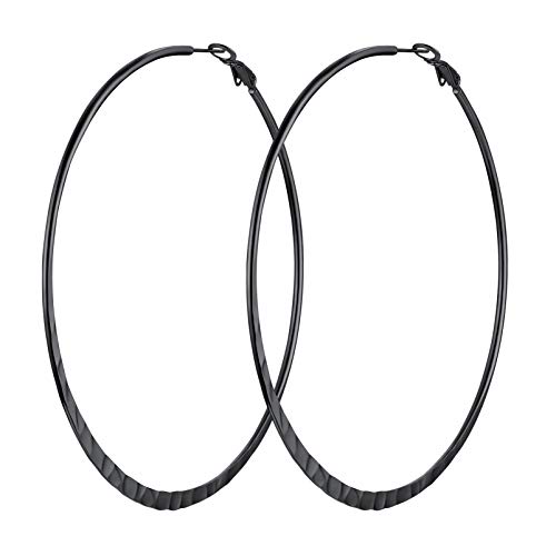 Big Thin Hoop Earrings For Women 80Mm Large Hoops Earring Stainless Steel Black Hoops Fashion #TOP11
