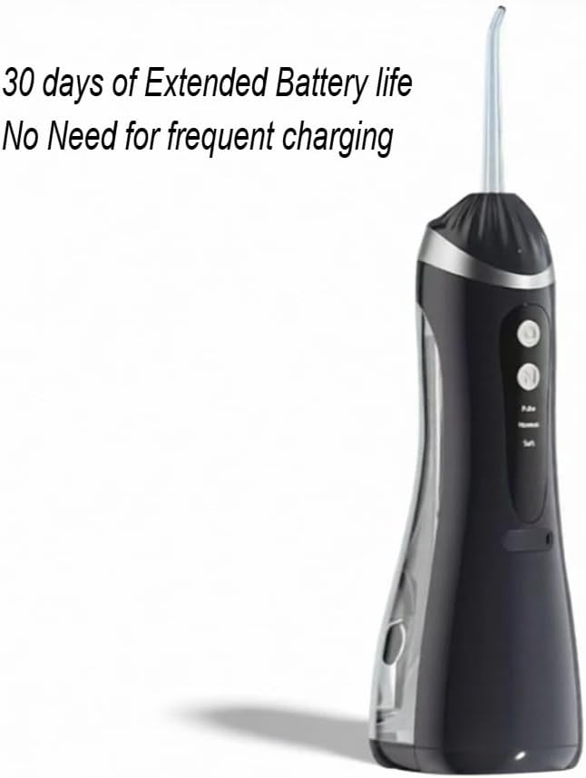 Quality Dental Flosser,Teeth Flosser, Brace Care,Gums Cleaning and Oral Care, A16Portable Cordless Oral Irrigator Rechargeable Daily Use IPX6 for Home and Travel(Only one Smile) (Black)