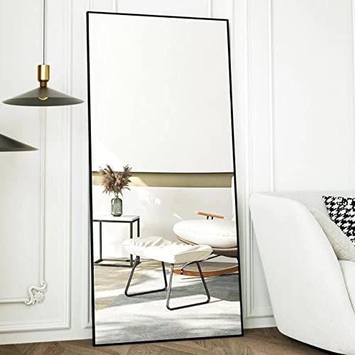 Image of BEAUTYPEAK Full Length Mirror 32 inchx71 inch, Rectangle Large Full Body Floor Mirrors, Dressing Wall Mirror with Aluminum Alloy Thin Frame for Living Room, Bedroom, Black