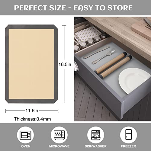 Elyum Silicone Baking Mat, 2 Pack Non-Stick Silicone Mat For Baking, Reusable Heat Resistant Half Sheet Baking Mat Food Grade For Cookies Macarons Bread Pastry (16.5"X11.6", Grey) #TOP3