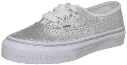 Image of Vans Girl's Fashion Sports Canvas Trainer, Glitter Silver, UK 2 /US 00