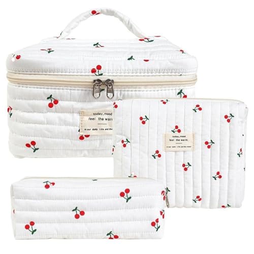 Trousses de voyage fleuries pour femme, le lot de 3 pochettes matelassées