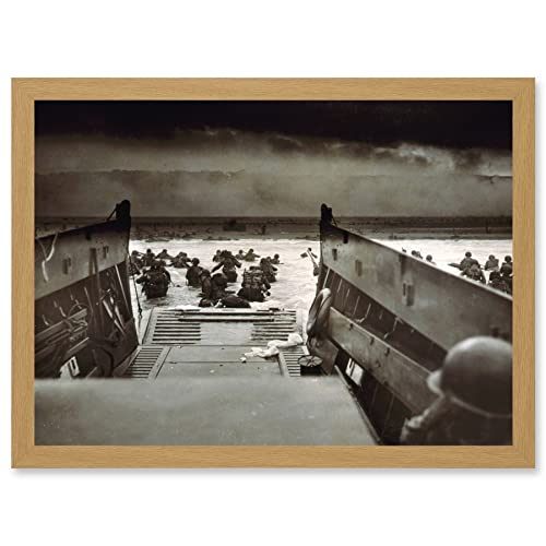 Artery8 War Military History D Day Landing Normandy Into Jaws Of Death Photo Artwork Framed A3 Wall Art Print Guerra Militare Storia Morte Fotografia parete