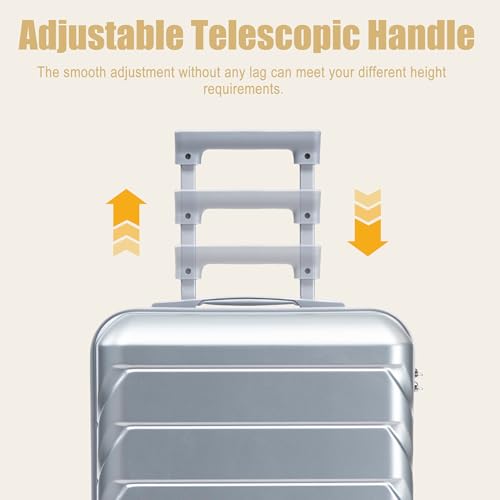 Image of 20 Inch ABS Hard Shell Travel Checked Luggage With Combination Lock, Sliver
