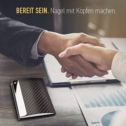 BRODI® Premium Visitenkarten-Etuis für eine besonders schonende Aufbewahrung | Hochwertiges Kartenetui aus Edelstahl mit Magnetverschluss | Visitenkartenhülle Leder (Schwarz, Schwarz)