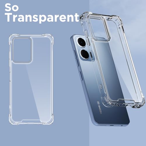 Image of Pikkme Back Cover for Redmi 15A 5G PC + TPU Clear Transparent Raised Edges Shockproof Protective Phone Bumper Case(Transparent)