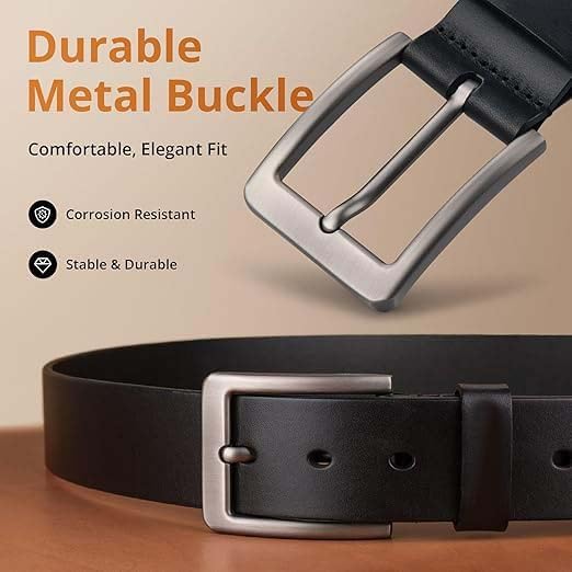 Image of Leather Formal /Casual Belt For Men /Boys (Color-Black) | For Office & Casual Occasions |