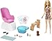 Barbie Métiers Coffret Soins & Beauté, poupée blonde articulée, figurine chiot, accessoires de pédicure et de manucure, jouet pour enfant, GHN07