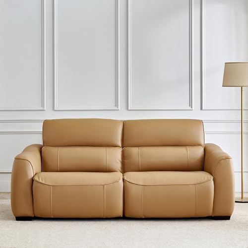 Image of Home Centre | Avelino Electric Half Leather 3-Seater Recliner | Recliner Sofa for Living Room | Pine Wood, Solid Wood | Brown | 1 Year Warranty