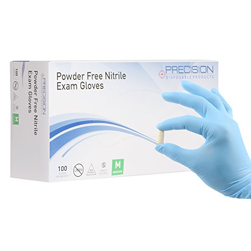 Nitrile Exam Gloves by Precision Disposables | Blue Medium 4 mil Thickness, Powder Free, Non Latex, Fingertip Textured, Medical Grade, Food Safe Examination Gloves (Pack of 100)