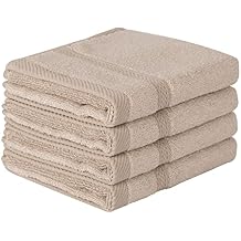 4 Pcs Light Brown Fingertip Towels for Bathroom - 11 x 18 Inches, Extra Absorbent and Soft Terry Towels for Sensitive Skin, Quick Dry